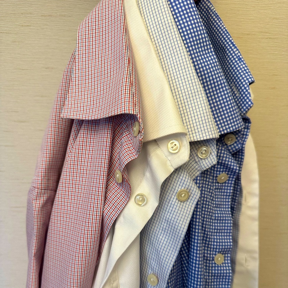 Quartet of ETON dress shirts. Mens Slim Fit Size Medium (39” arm, 15.5” neck).